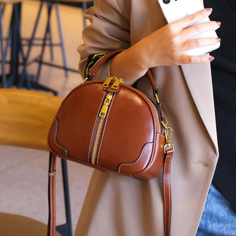 Real Genuine Leather Shoulder Bag Small-Size Handbag Premium Women's Crossbody Bag Exquisite Design Casual Style