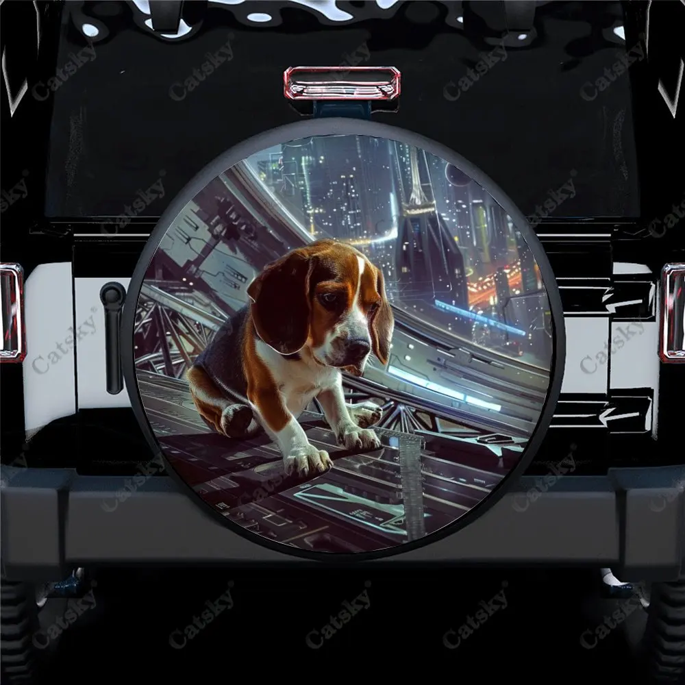 

Универсальный автомобильный чехол для запасного колеса Space Station Beagle Animal, автоаксессуары, защита колес для прицепа, внедорожника, грузовика, кемпера 14-17 дюймов