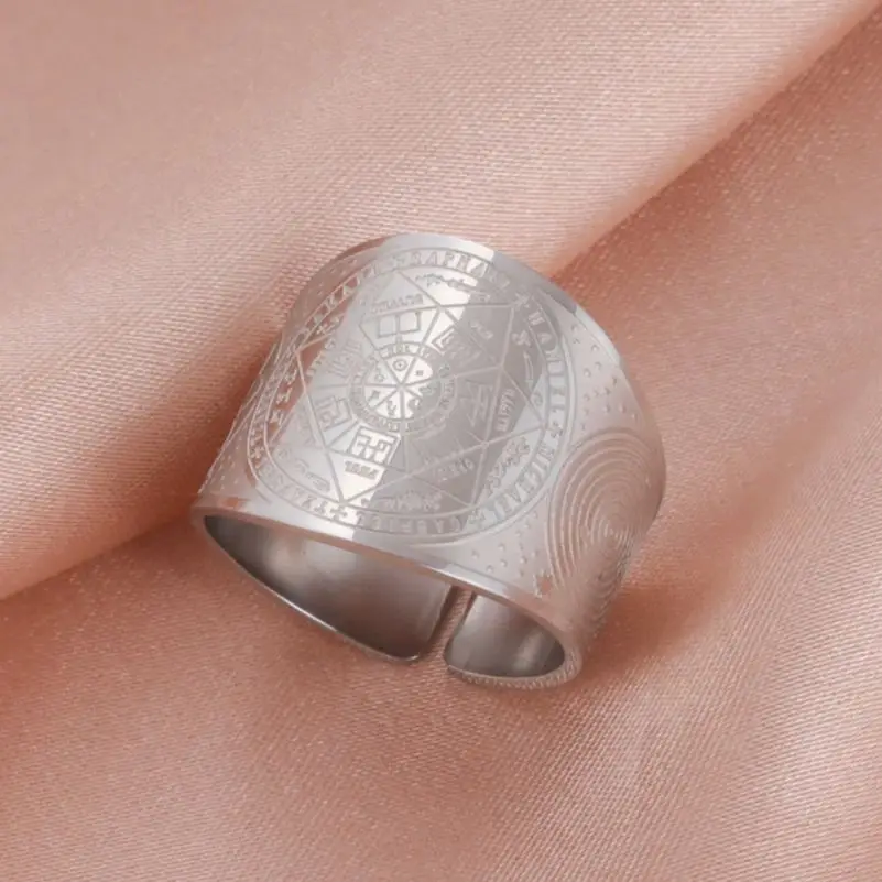 Dawapara Seal of The Seven Archangels Secret of Universe Ring Solomon Kabbalah Amulet Talisman Stainless Steel Jewelry