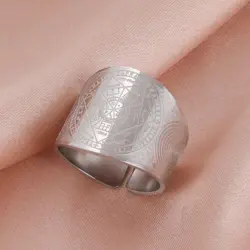 Dawapara Seal of The Seven Archangels Secret of Universe Ring Solomon Kabbalah Amulet Talisman Stainless Steel Jewelry