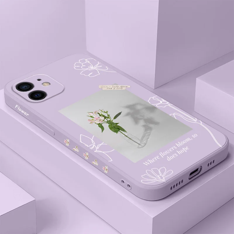

Aquarius Flower Phone Case For iPhone 12 11 X XR XS 8 7 SE2 Plus Pro Max Mini Silicone Cover