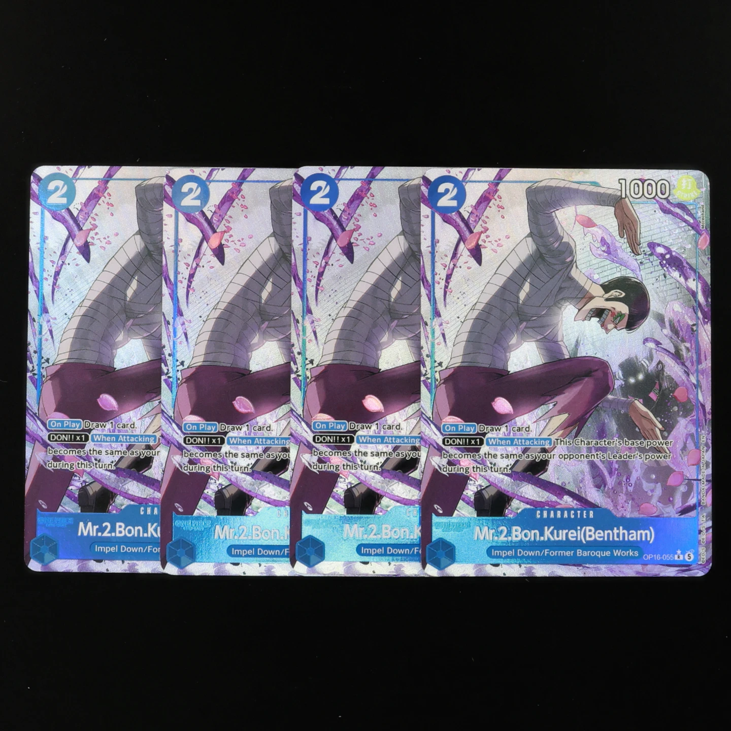 Carte à collectionner One Piece TCG OPCG anglaise OP16-055 Mr.2.Bon.Kurei(Bentham) 2 Cost OP16 Blue Bentham Textured Foil Anime