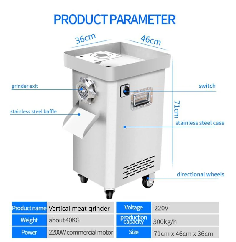 Meat Cutter Machine for Farm Machinery & Equipment Meat Slicer Grinder Mixer for Commercial Kitchen Food Processing