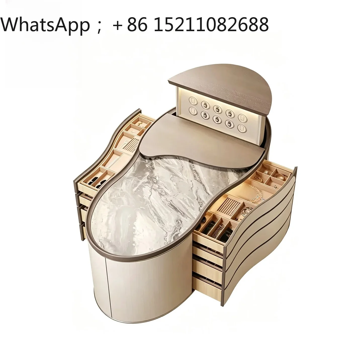 SCY light luxury cloakroom Nakajima island villa luxury home high-end marble liftable jewelry cabinet