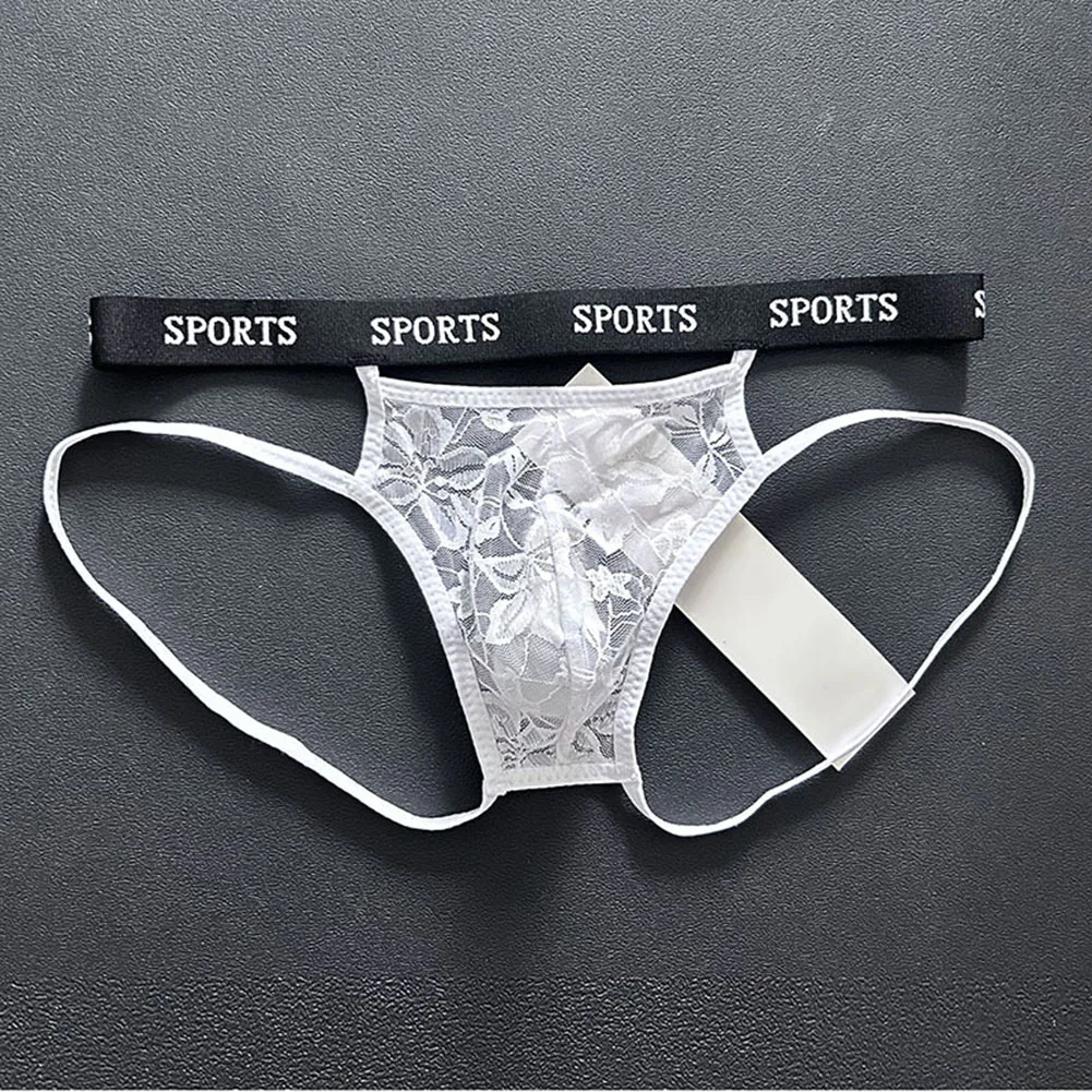 Men Lace Sheer G-strings Temptation Gay Buttock Lift Underwear Erotic Lingerie Sissy Panties Breathable Male Lingerie Low Rise