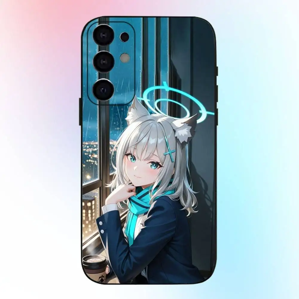 Funda de teléfono azul S-Shiroko A-Archive para Samsung S25,S24,S21,S22,S23,S30,Ultra,S20,Plus,Fe,Lite,Note,10,9,5G cubierta negra