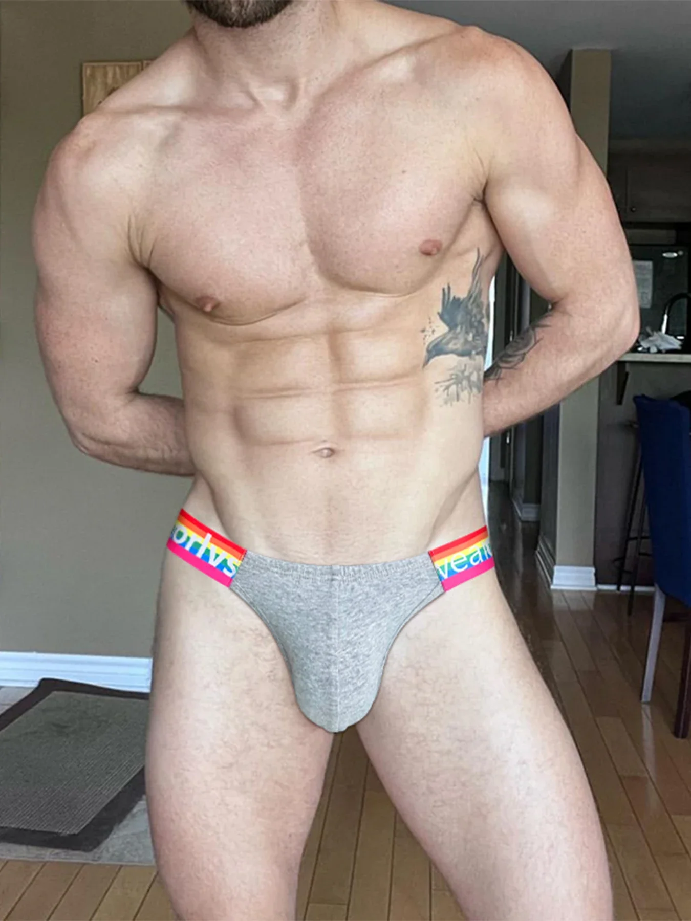 Rainbow Belt Men's Fashion Briefs Triangle Underwear Cotton High Quality Man Underpants U convex Panties Side High fork Lingerie