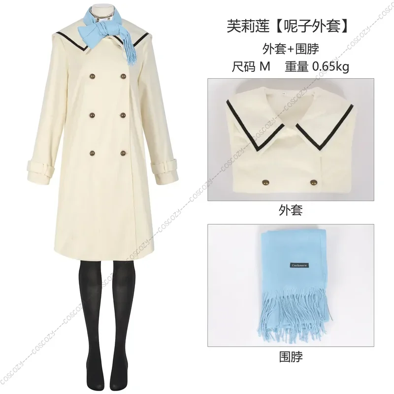 Disfraz de Anime Freeze Beyond Journey's End, Helecho Stark Cheer, peluca, vestido, abrigo, bufanda, trajes de invierno para fiesta, nuevo