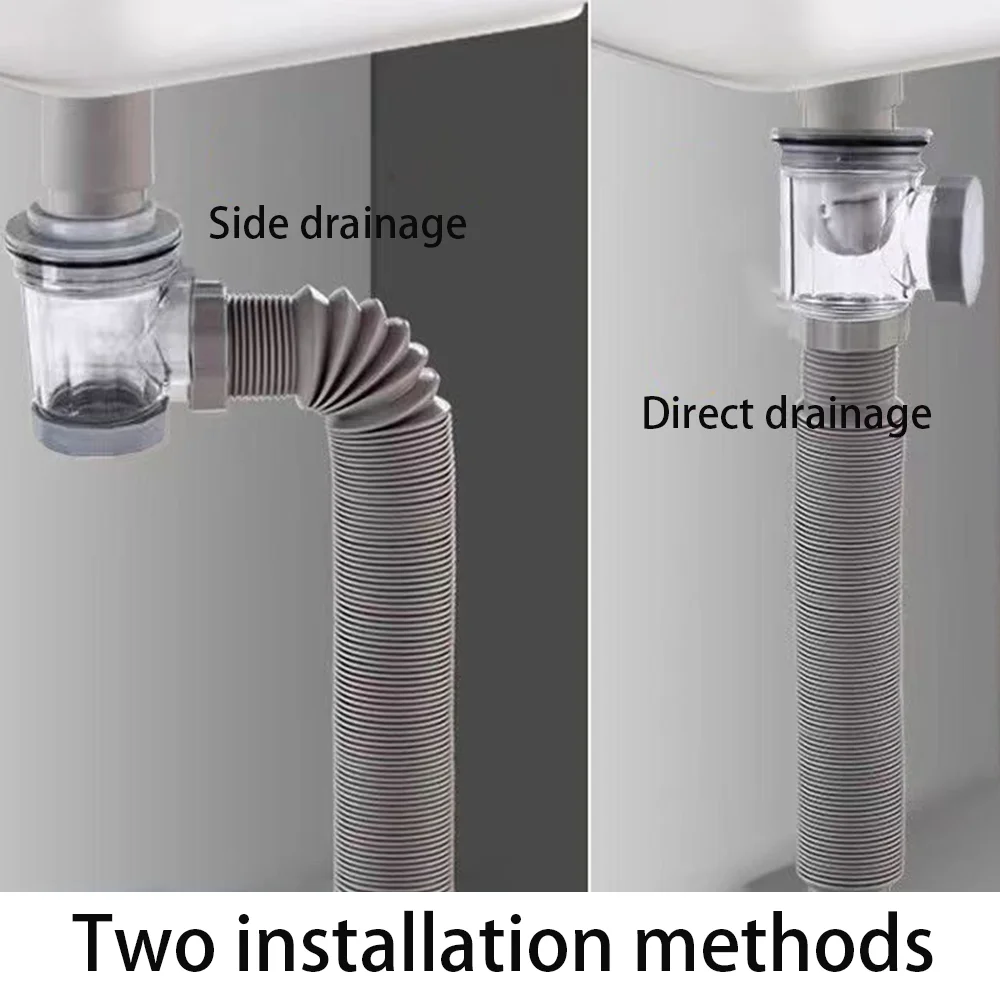 배수 탈취제 배수 튜브, 범용 유연한 파이프 세트, 개폐식 세면대, 욕실 액세서리용 대야 설치
