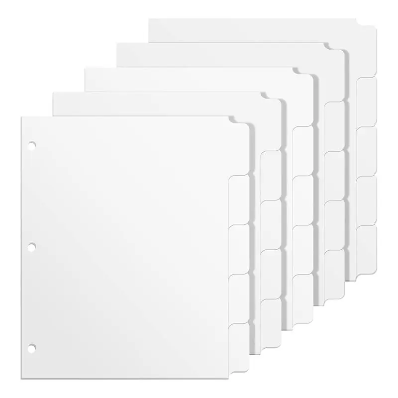 [NEW!】 Blank Dividers With 5 Tabs, 25Pcs 3 Ring Binder Dividers, Letter Size Write& Erase For Easy Organization File Management