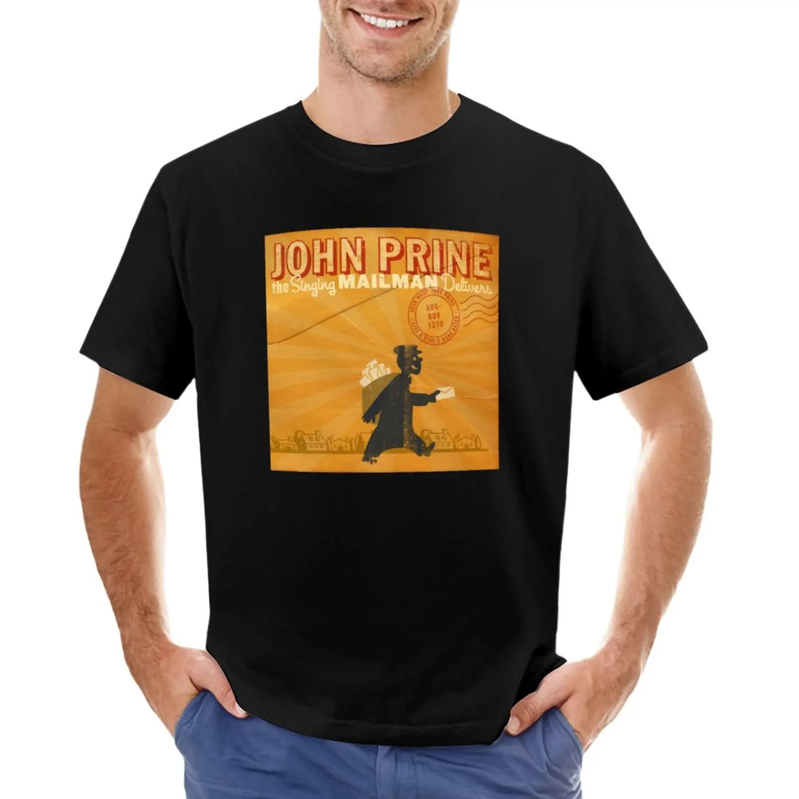 

John Prine The Singing Mailman Delivers Album Cover. T-Shirt korean fashion hippie clothes blanks t shirts for men pack