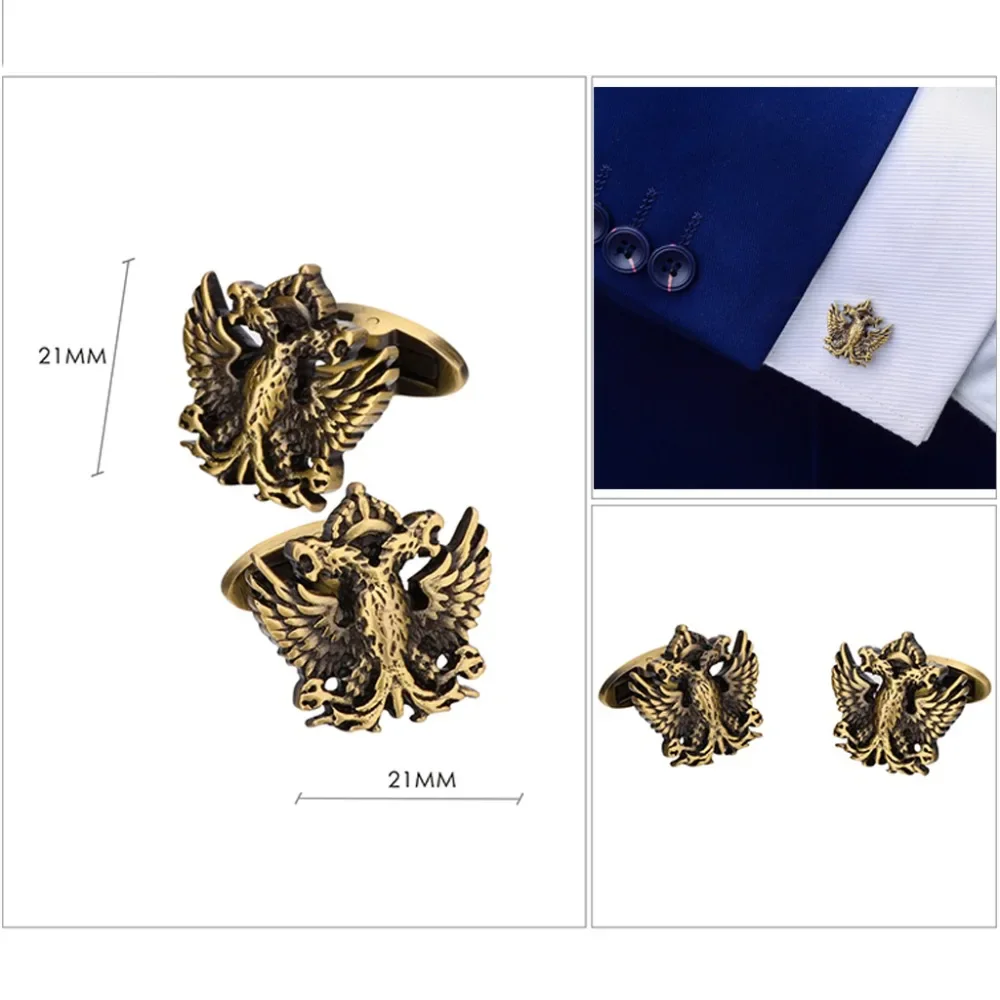 LAIDOJIN 2 colors available Shirt Cufflinks for Mens High quality Vintage Metal Double-headed eagle Cuff links Brand Jewelry