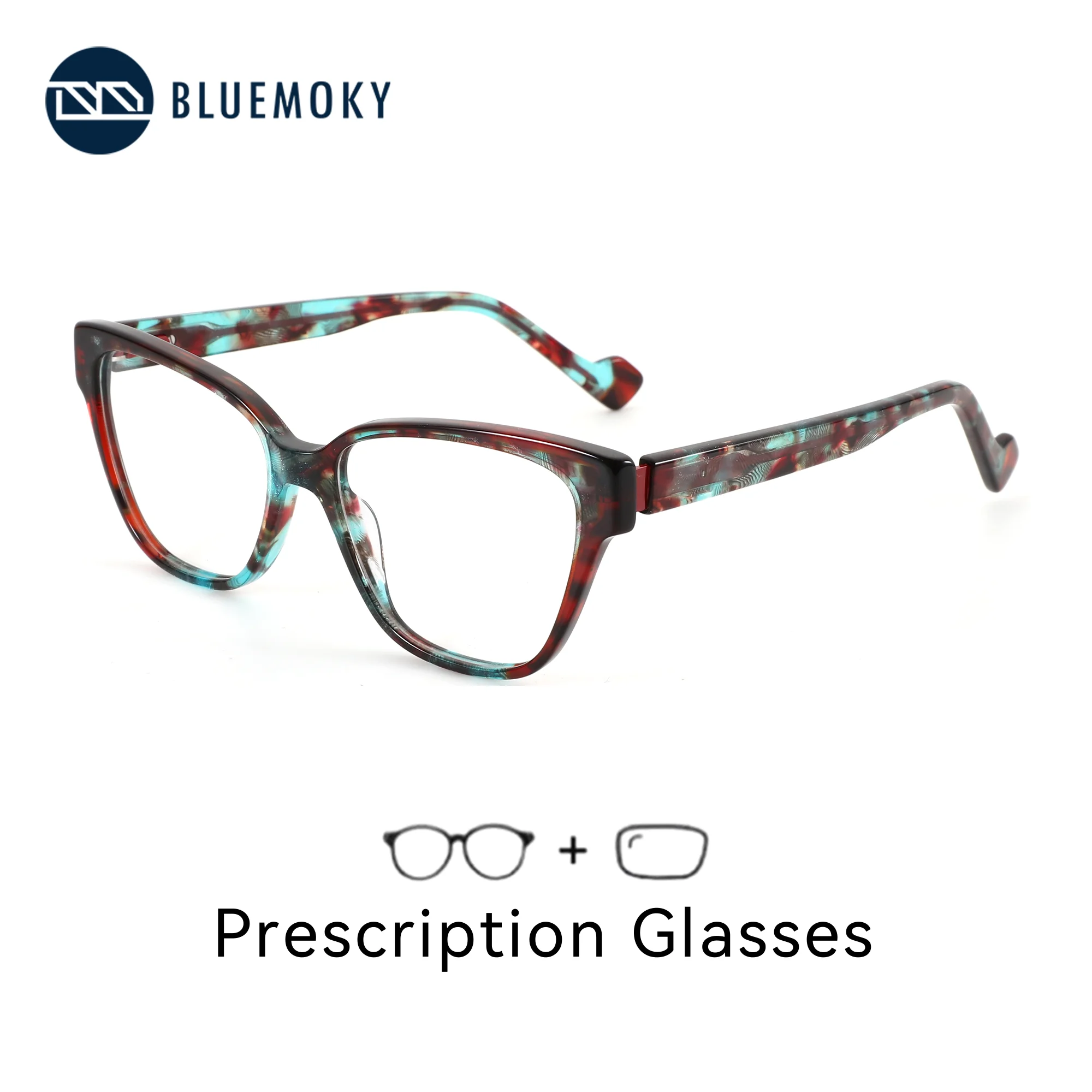 

BLUEMOKY (S Size) Fashion Acetate Butterfly Prescription Glasses For Women Myopia/Progressive Optical Lenses With Medical Recipe