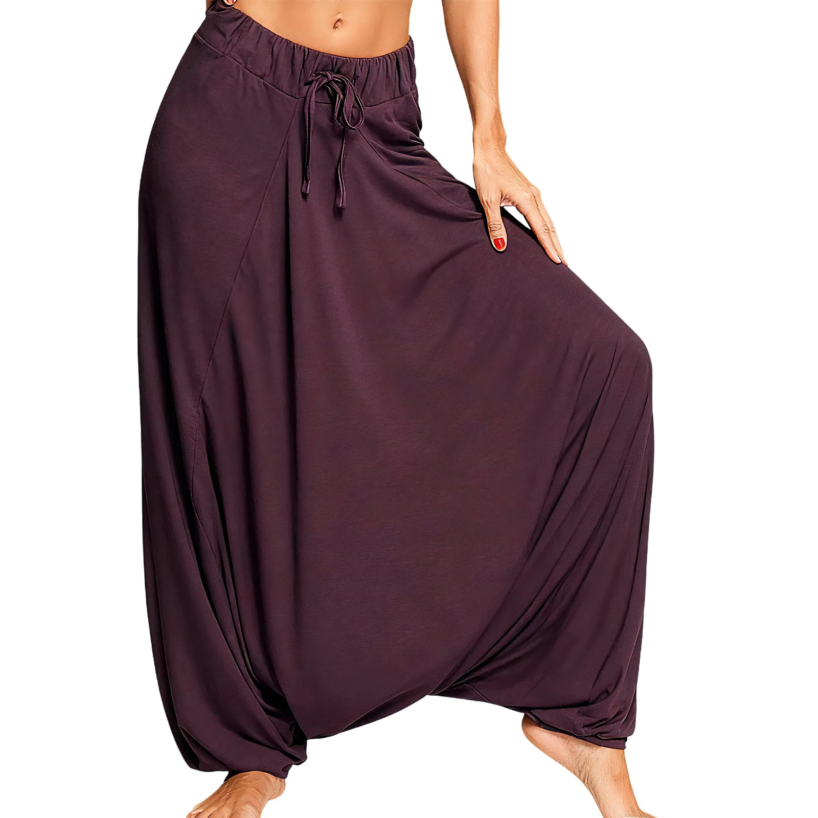 Erwachsene, einfarbig, dehnbar, Baggy-Yoga-Sporthose, lockere Damenhose für lässige Pilates, Workout, Fitness, Urlaub, Wandern