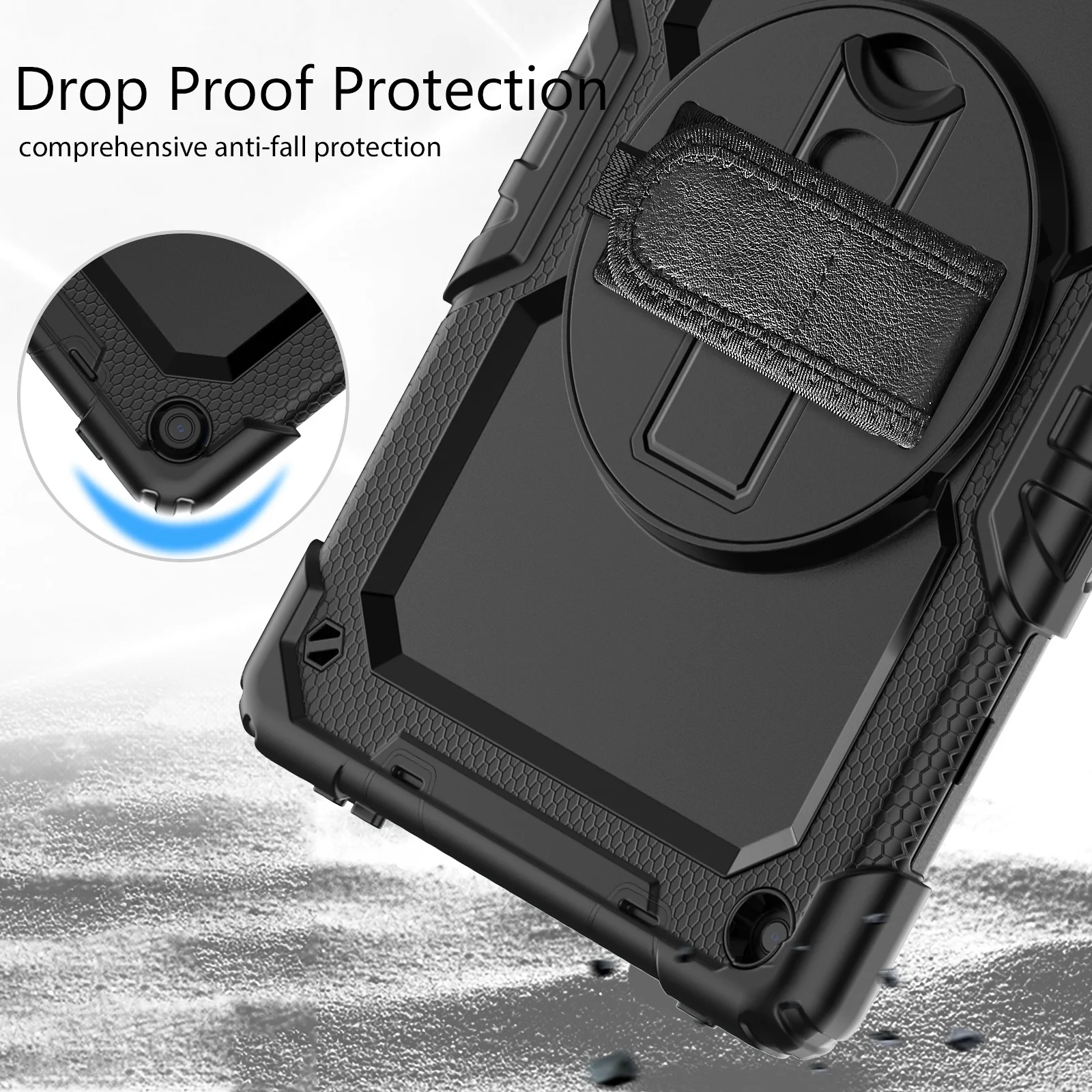 เคสซิลิโคนหมุนได้360 10ชิ้น/ล็อตสำหรับ Amazon Kindle Fire HD 8 PLUS 2020 2019 HD10ฝาปิดกันกระแทกพร้อมสายคล้องไหล่