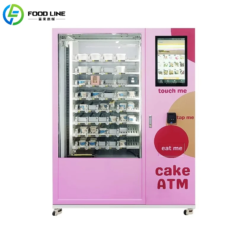 Cake Vending Machine Refrigerated Cupcake Salad Dispenser Touch Screen Shopping Mall Shop Customized