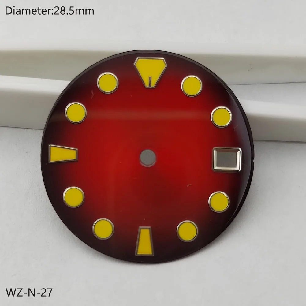 قرص NH35 28.5 ملم PROSPEXX متدرج أصفر أرجواني أخضر قرص أمة الله للحركة الأوتوماتيكية اليابانية NH35 يمكن تخصيص الشعار