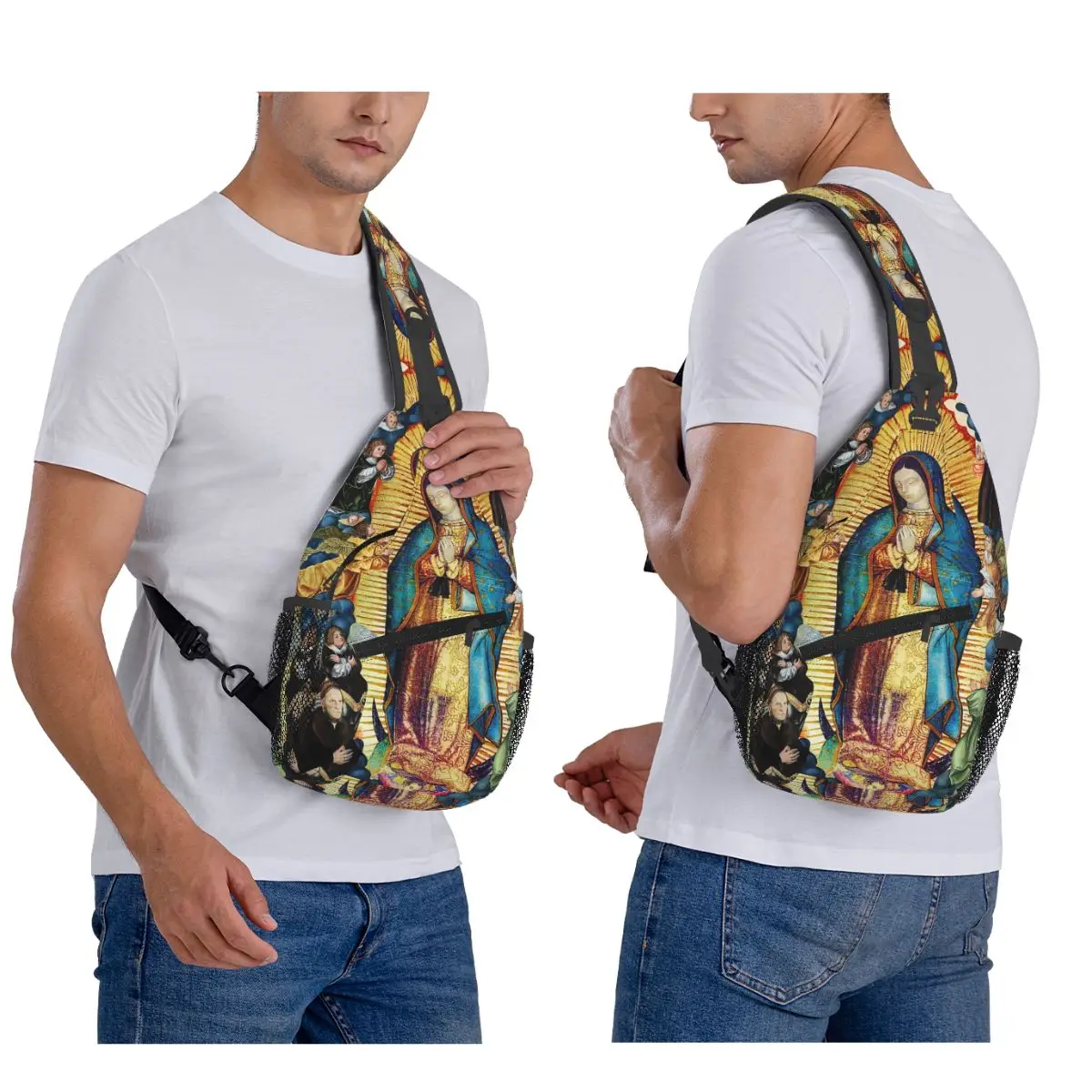 

Нагрудная сумка Богоматери Гваделупской Девы Марии и Ангелы, мужской рюкзак через плечо, нагрудная сумка, дорожная походная рюкзак, сумка на плечо