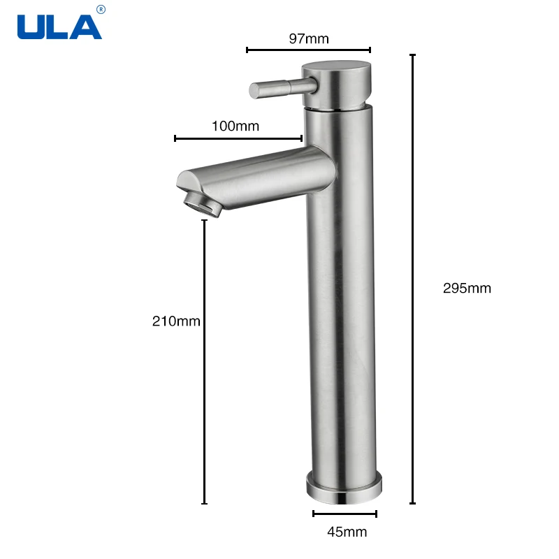 ULA Stainless Steel Basin Faucet Waterfall Bathroom Sink Faucet Hot Cold Water Mixer 360 Rotation Bathroom Crane Washbasin Tap