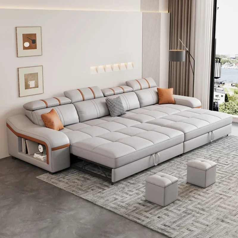 Fabric Modular Sofa Dual-purpose Straight Foldable Japanese Sofa Bed Multifunctional Storage For Three People Home Furniture