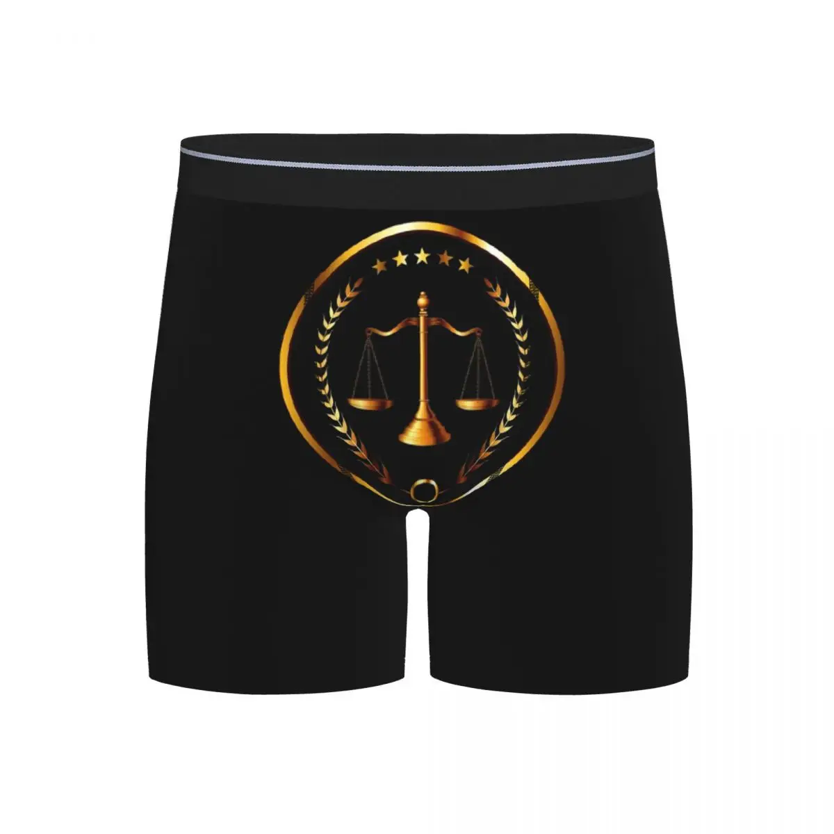 

Long Boxer Underpants Shorts Gold Scales Of Justice Law Logo Lawyer Legal Party Panties Men Breathable Underwear for Homme Man