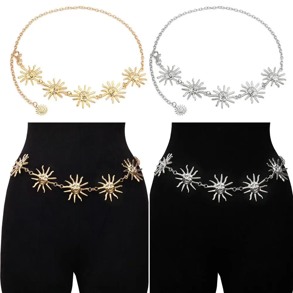 

Fashion Metal Hip Hop Style Sun Waistband Punk Waist Chain Womans Belt Dress Cummerbands