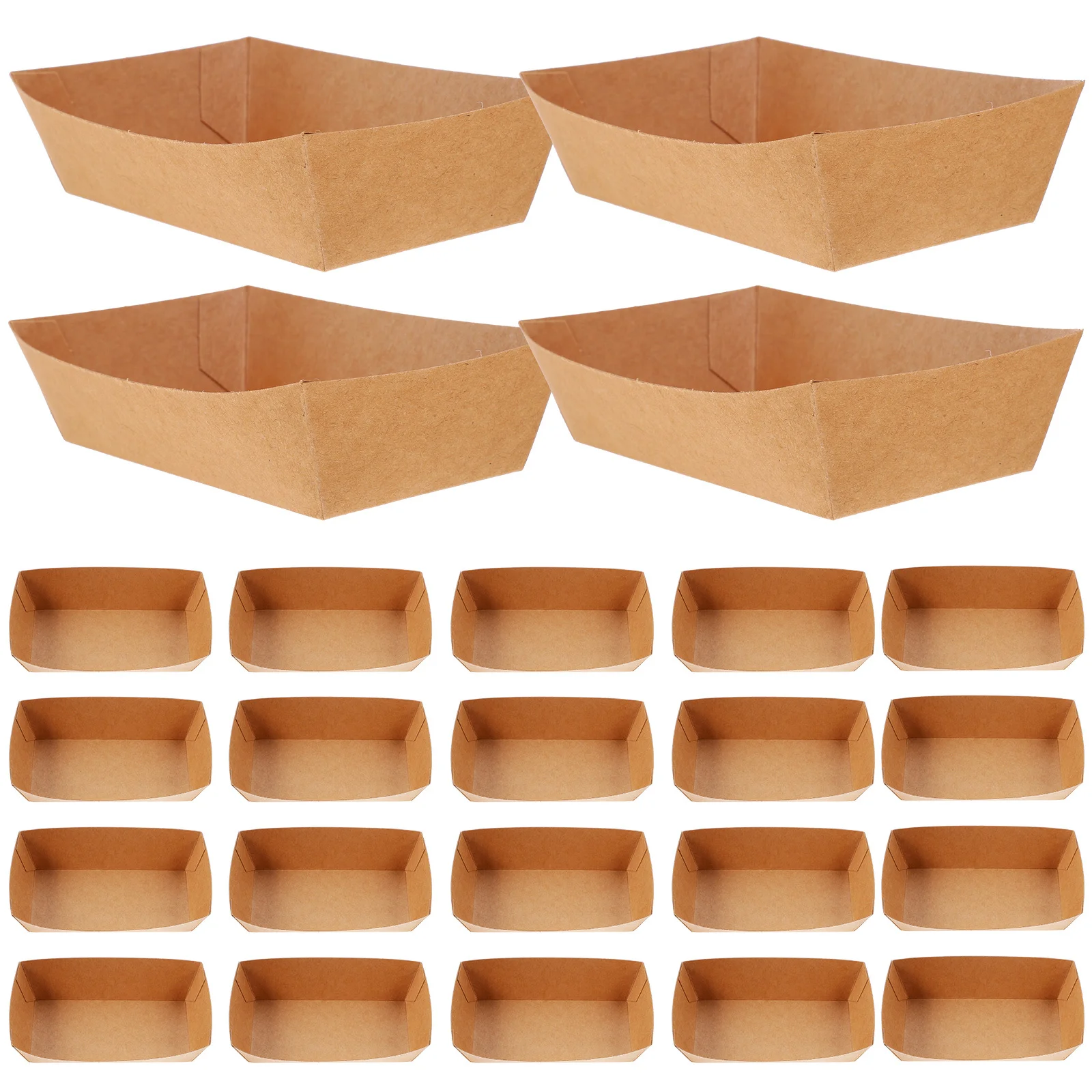 

100pcs Disposable Paper Boat Plates Kraft Sushi Serving Trays For Appetizers Snacks Picnic Party Food Packaging Boats