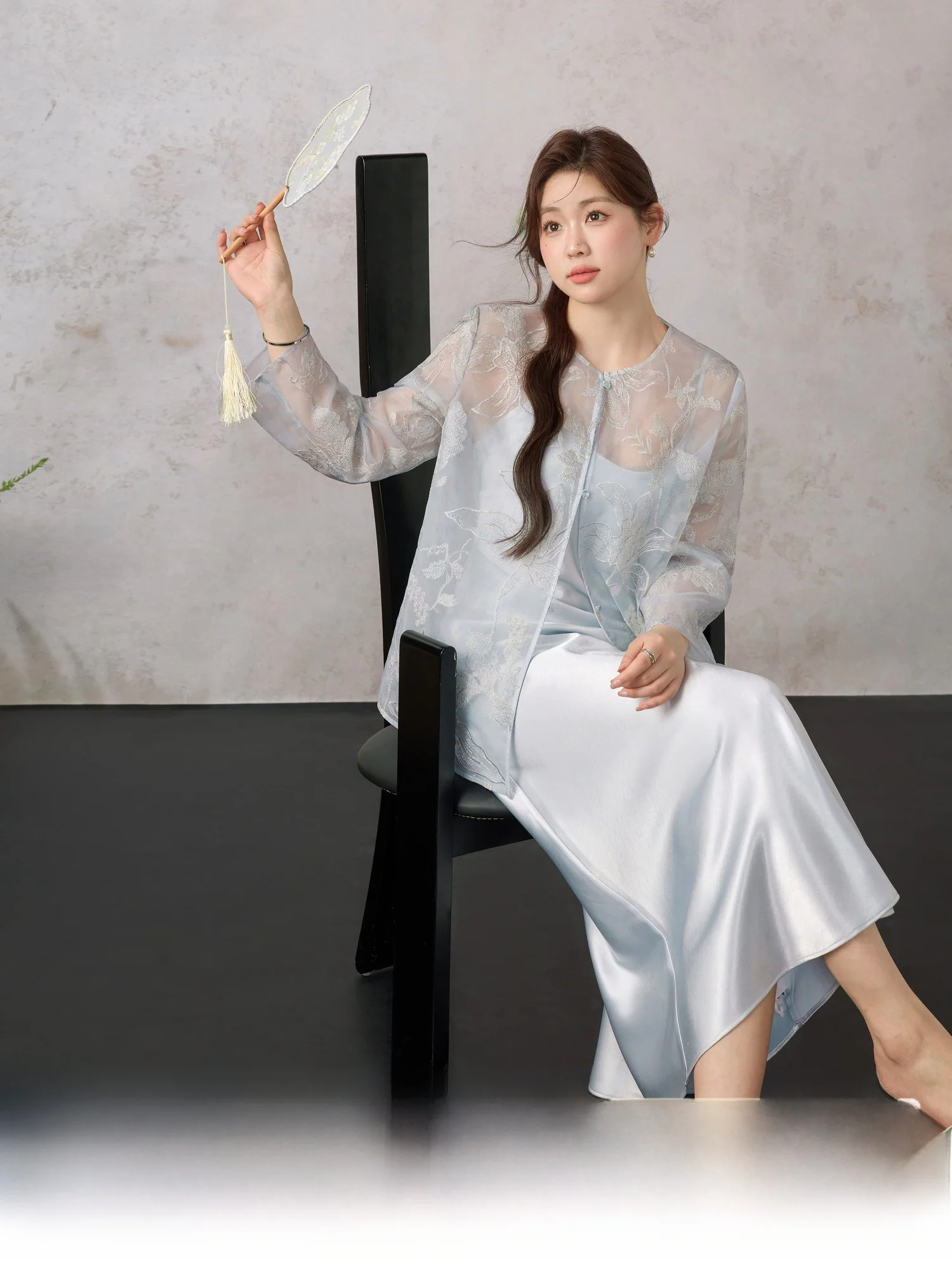 

Blue Language Large Size Women's New Chinese Sle Lightweight Jaet Strap Dr Summer Beautiful Set Commute Sle High Wai...