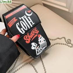 Z halloweenowym wzorem nowość trumna torba na telefon komórkowy uniwersalna torba Crossbody ze skóry PU gotycki Trend łańcuszek torba na ramię torebki