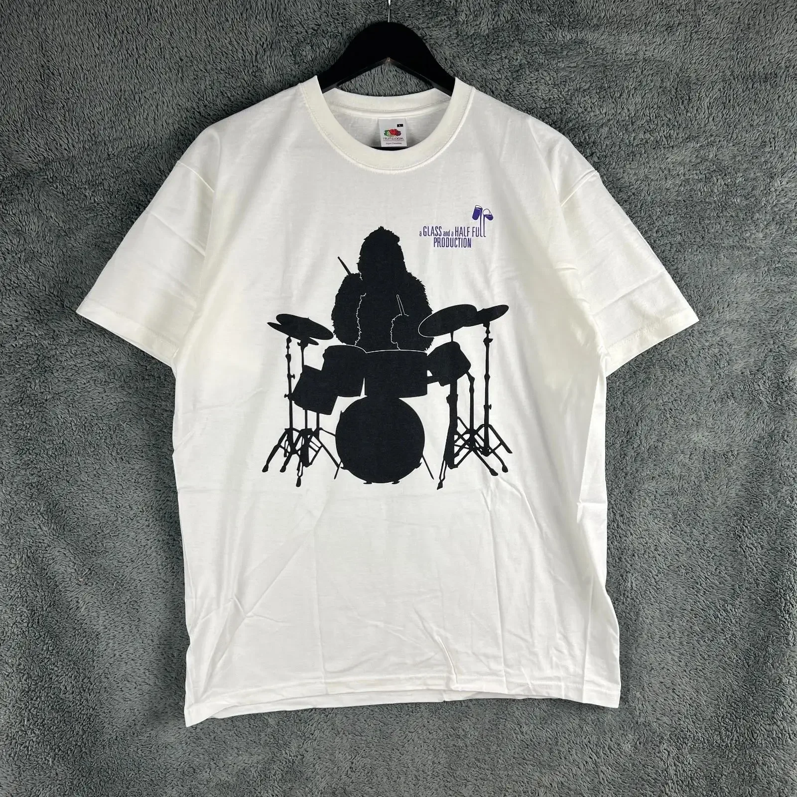 Camiseta vintage Cadbury Gorilla Promo blanca para hombre, talla grande, estilo retro nostálgico Y2K, vintage, ligeramente desgastada, unisex, para uso diario.