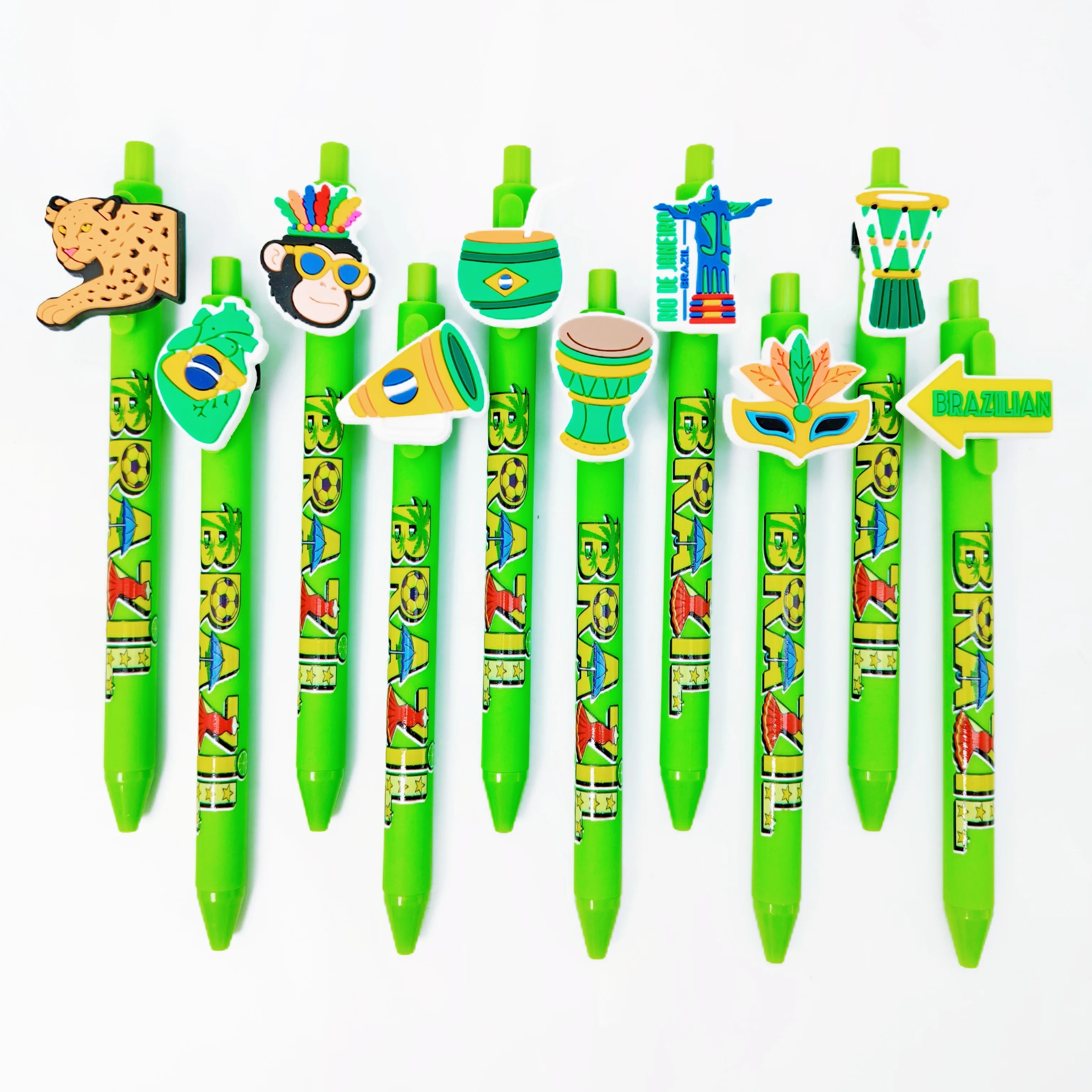 

10 шт./20 шт., зеленая нашивка на тему Бразилии, креативные бразильские футбольные элементы, шариковая ручка, студенческая ручка для письма, подарочная ручка