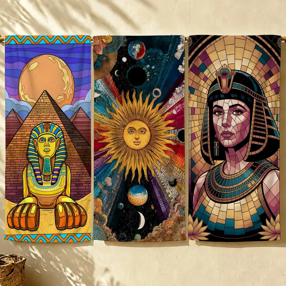 Egypt Colorful Abstract Towel Beach Towel Quick Dry Absorbent Bath Towel For Swimming Gym Camping Outdoor Sunbathing