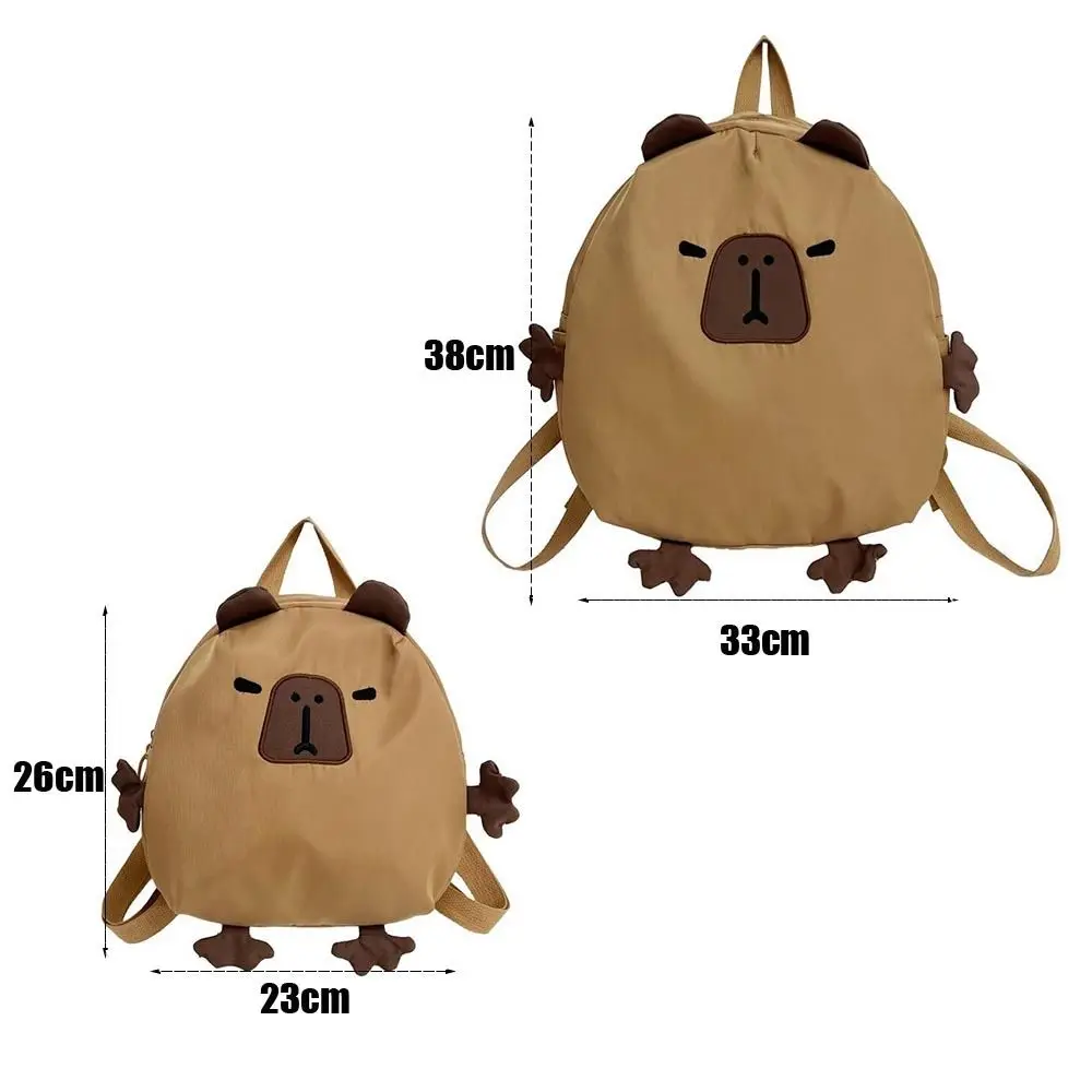 Kawaii Capybara Nylon School Bag Laptop Backpack Cartoon Children\'s Backpack Travel Casual Book Bags Large Capacity Backpack