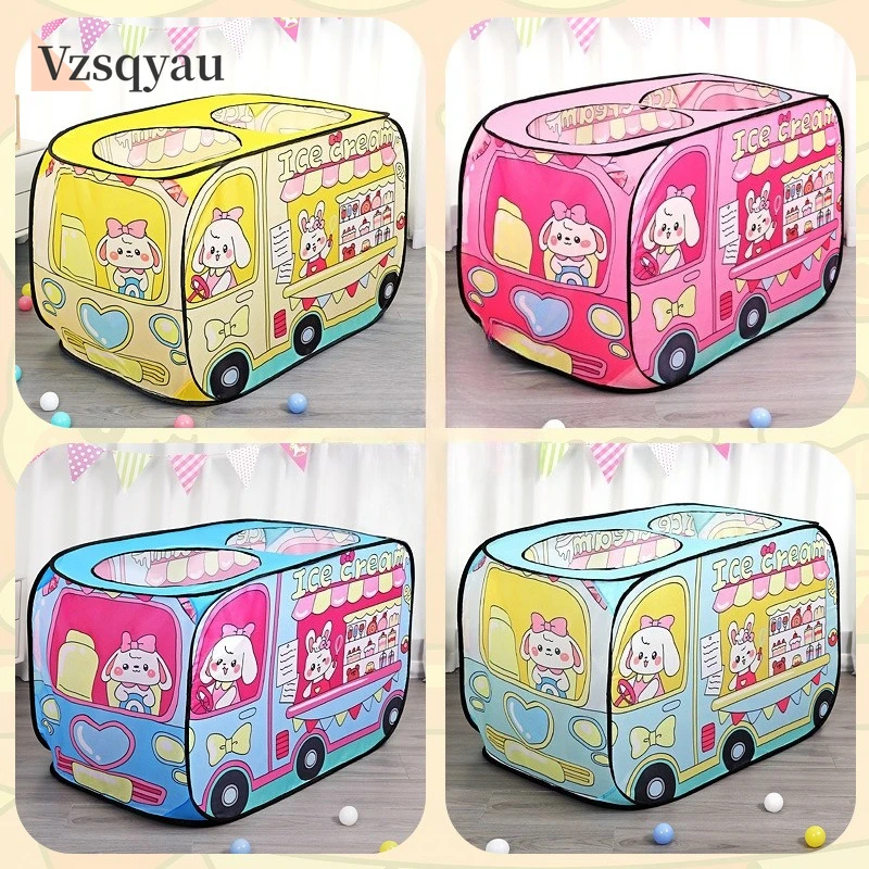 New Children'S Indoor Ice Cream Car Tent Toys Playhouse Princess Boy Baby Game House Folding Ball Pool House Hamburg Car Pattern