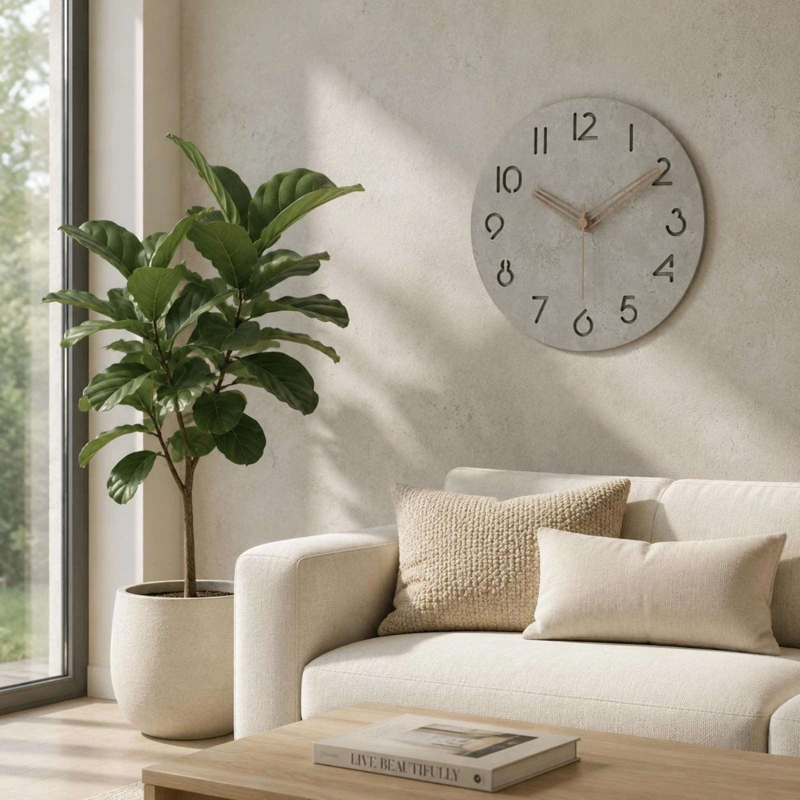 Noiseless Wall Wall Clock Minimalist Design Stone Texture Wall Wall Clock Home Decor Easy to Install Decorative