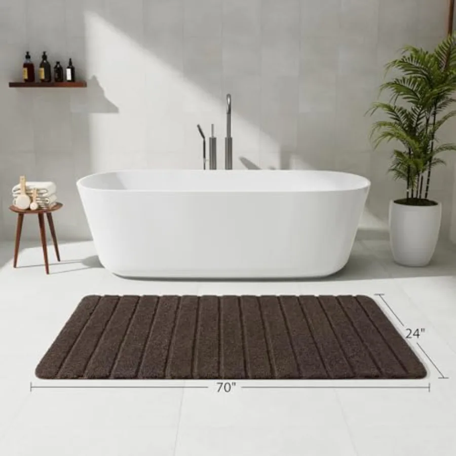 Long Bathroom Rugs Runner, Bath Mat Non Slip, Absorbent Luxury Soft Cozy, Microfiber Carpet for Shower Entryway, Quick Dry