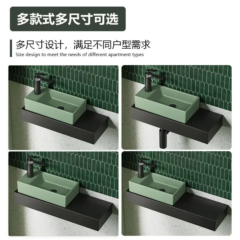 Green wash basin bracket hanging basin balcony wall-mounted small apartment personalized ceramic washbasin