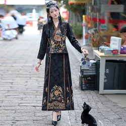 Ethnic Style Embroidery Hanfu Women's Retro Cardigan Horse Face Skirt Chinese Traditional Vintage Improvement Cheongsam