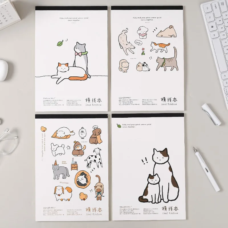 B5 Horizontal Line Notebook Flat Spread Soft Surface Copy B5 Wireless Binding Glue Book Notepad Claws Touch Cute Notebook