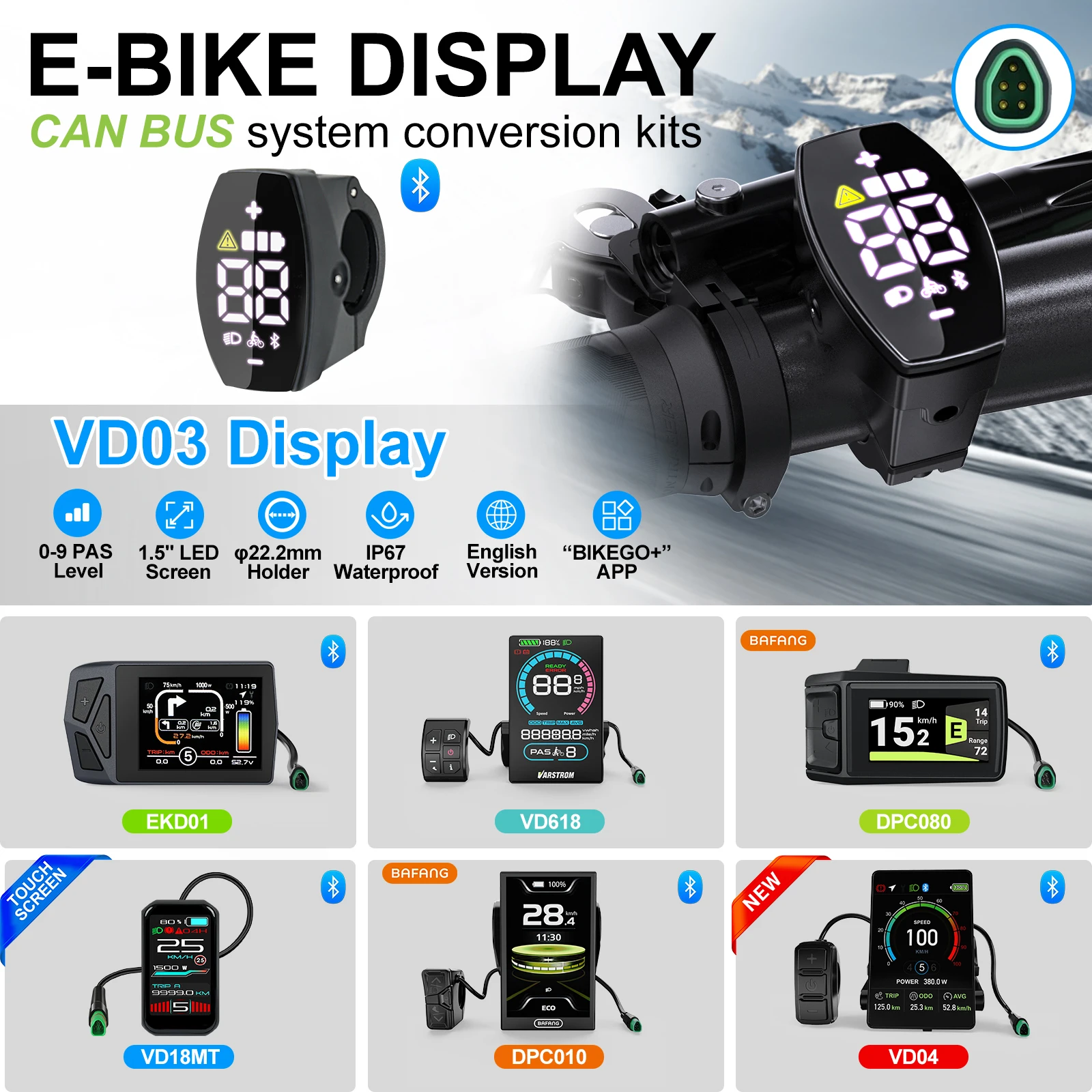 Varstrom Display E-Bike Bluetooth Computer UART CAN System E-Bike Instrument für BAFANG Tongsheng Motor Protokoll 5-Pin Anschluss