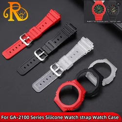 GA-2100 Resin Strap + Case For Casio G-Shock GA-2110 Replace Watch Band Quick Release Men Women Bracelet Protective Bezel Case