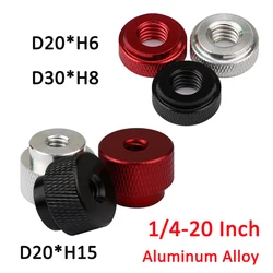 1pcs 1/4-20 Inch Aluminum Alloy Hand Tighten Thumb Nut Through Hole Adjust Clamping Knob Manual Nut Screw Bolt Cap Cover