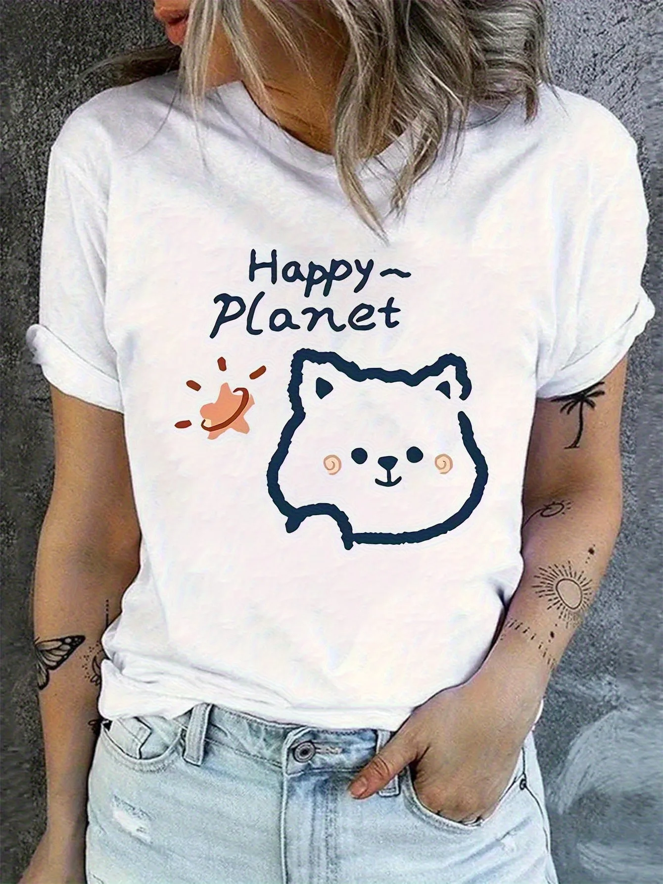 

Women's Everyday T-Shirt Casual Top for Harajuku Short Sleeve Casual Women's T-shirt Clothing Street Tops Tees Aesthetic Clothes