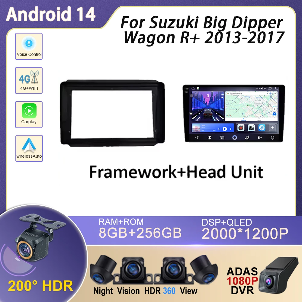 

For Suzuki Big Dipper Wagon R+ 2013-2017 Android Auto Car Radio Multimedia Video Player GPS Navigation Carplay QLED BT WIFI DVD