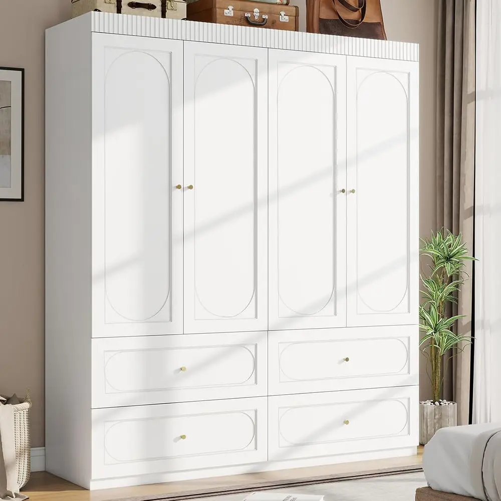 Armoire Wardrobe Closet with Ders: 74 Inch Tall 4 Door Armoire Wardrobe Closet with 4 Ders, Wood ern Wardrobes Cabinet or Bedroo