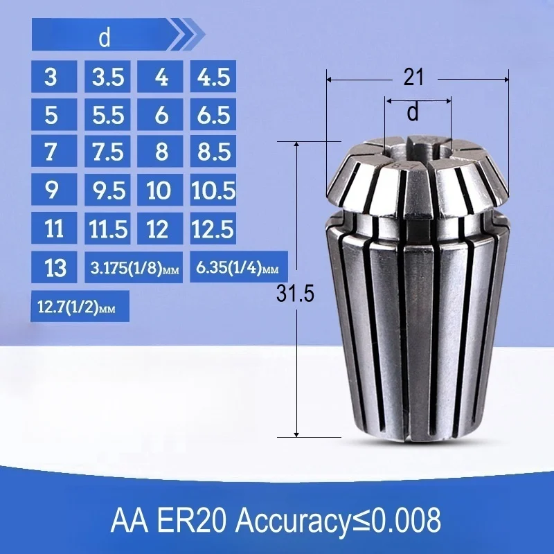 ER AA UP Collet ER20 3-13  Collet Chuck Engraving Machine Spindle Milling Cutter CNC Lathe Tool Drill Collets