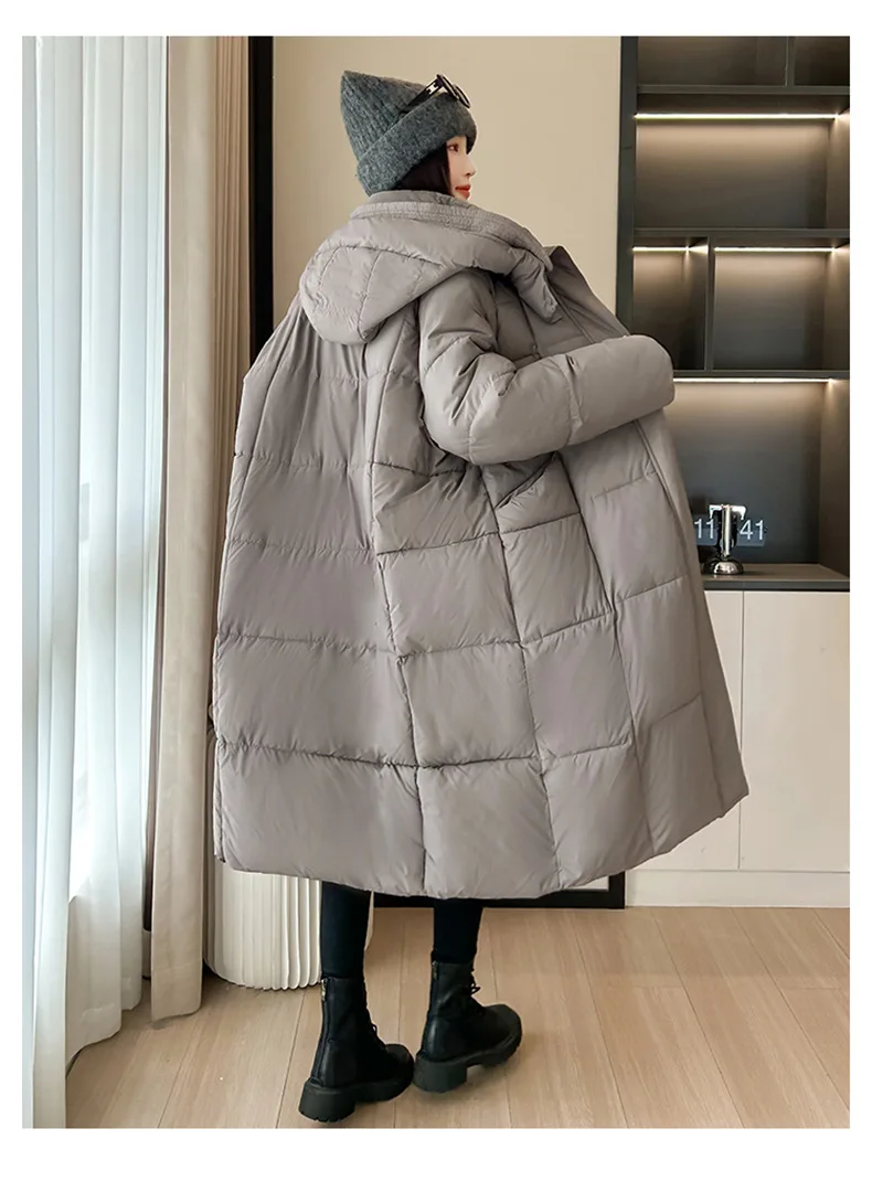 Winter Warmth Women's Mid-Length Down Cotton Jacket Over-the-Knee Parkas New Loose Quilted Coat Thickened Outerwear Trendy Tops