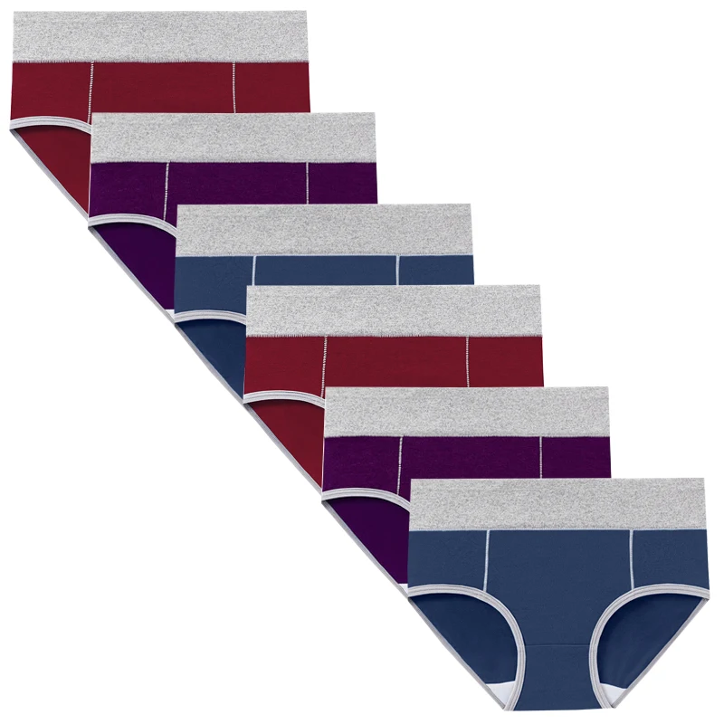 6 pièces pur coton culottes femmes grande taille fille solide sous-vêtements respirant sous-vêtement dame culotte femme taille haute confort bref