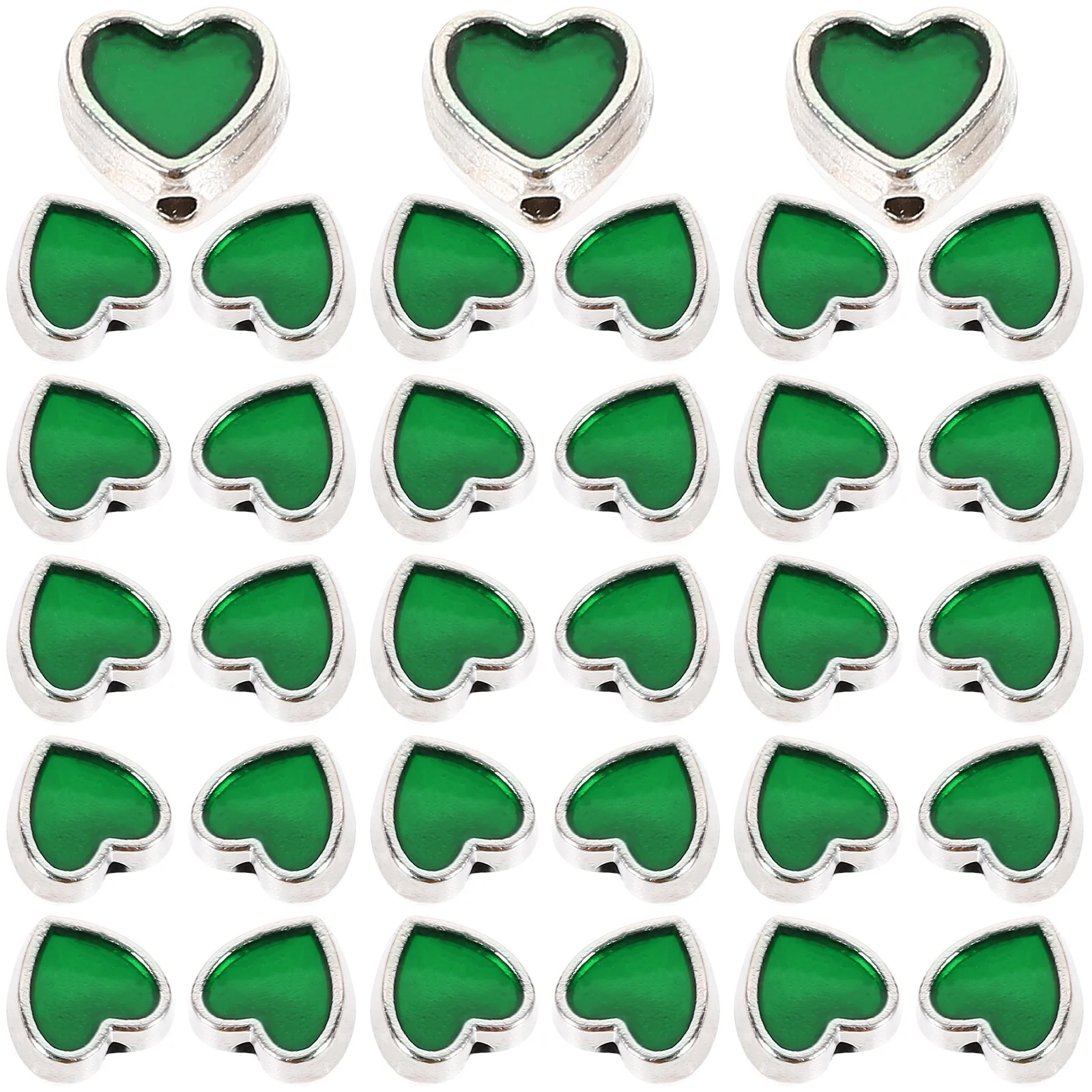 100Pcs Heart Spacer Beads Alloy DIY Loose Beads for Necklace Bracelet Jewelry Making Kit Beading Accessories Craft Supplies