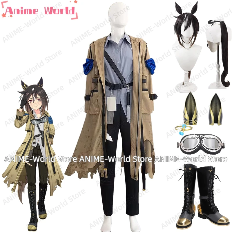 《Custom Size》Anime Uma Musume Pretty Derby Stay Gold Cosplay Costume Halloween Wig Tail Hallowmas Party Adult Women Men Props